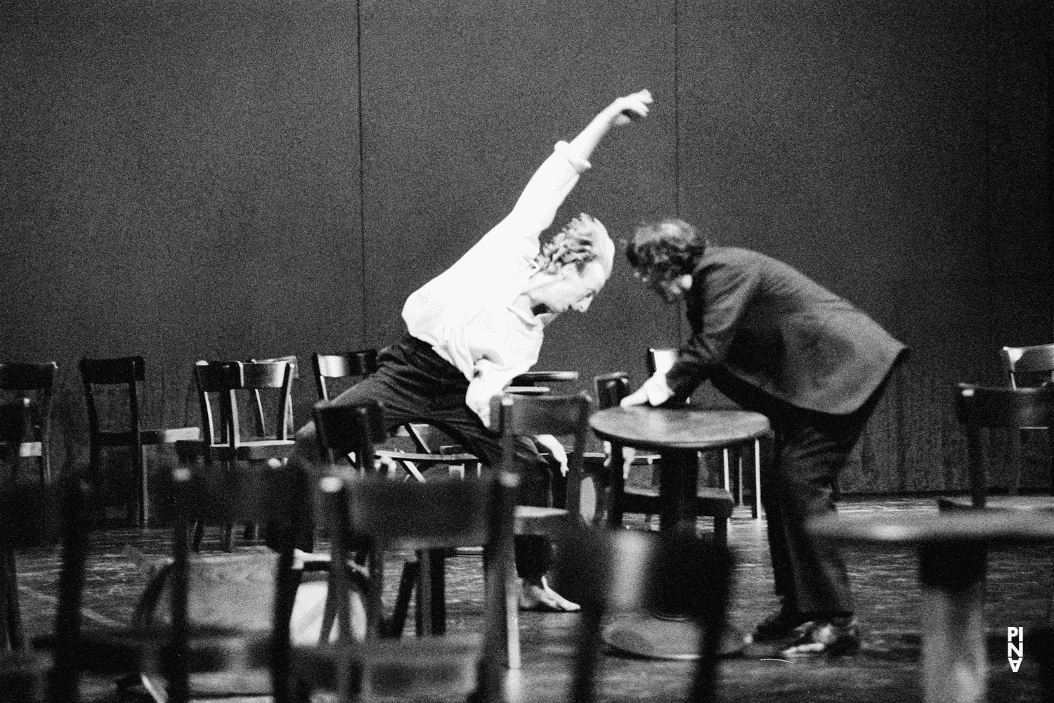 Dominique Mercy and Jean Laurent Sasportes in “Café Müller” by Pina Bausch