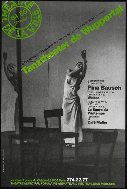 Poster for “Café Müller”, “The Rite of Spring” and “Walzer” by Pina Bausch in Paris, 04/10/1985 – 04/20/1985