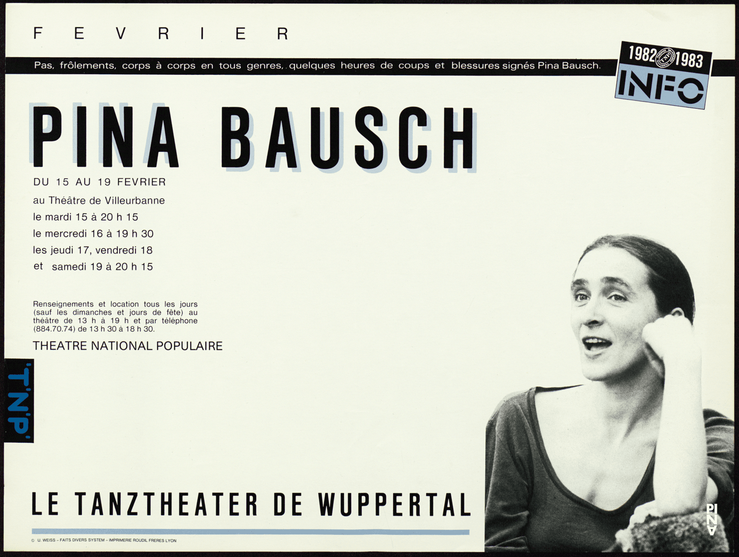 Plakat zu „Bandoneon“ von Pina Bausch in Lyon, 15.02.1983–19.02.1983