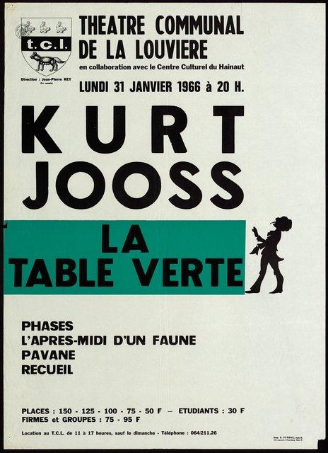 Plakat zu „Der Grüne Tisch“ von Kurt Jooss in La Louvière, 31. Januar 1966