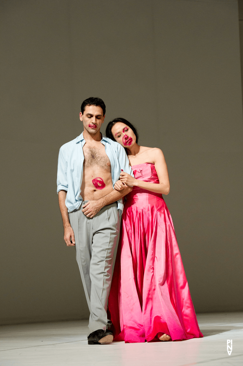 Nayoung Kim and Daphnis Kokkinos in “Água” by Pina Bausch with Tanztheater Wuppertal at Opernhaus Wuppertal (Germany), Nov. 18, 2010