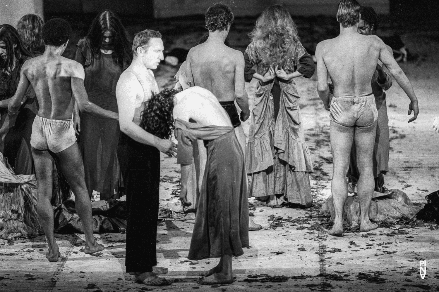 Hans Dieter Knebel, Josephine Ann Endicott and Elisabeth Clarke in “Bluebeard. While Listening to a Tape Recording of Béla Bartók's Opera "Duke Bluebeard's Castle"” by Pina Bausch