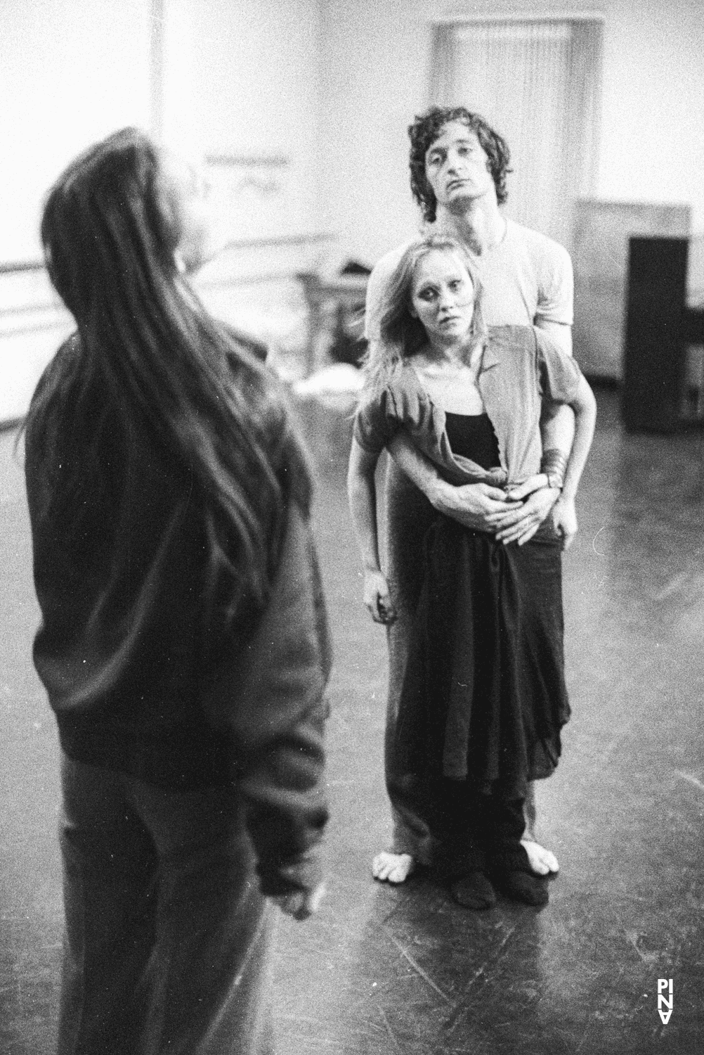 Pina Bausch, Jan Minařík and Marlis Alt in “Bluebeard. While Listening to a Tape Recording of Béla Bartók's Opera "Duke Bluebeard's Castle"” by Pina Bausch, season 1976/77