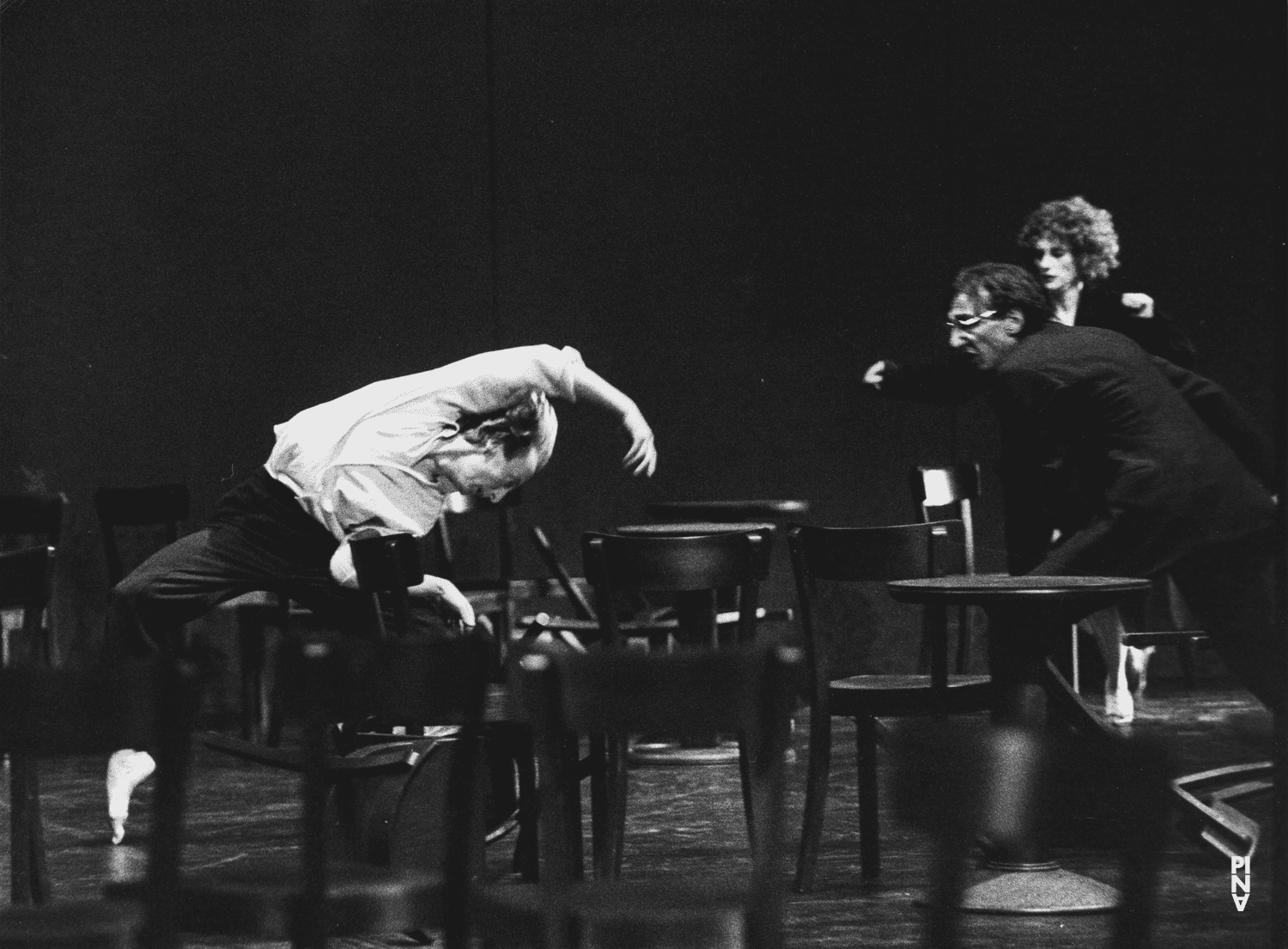 Dominique Mercy, Jean Laurent Sasportes and Nazareth Panadero in “Café Müller” by Pina Bausch