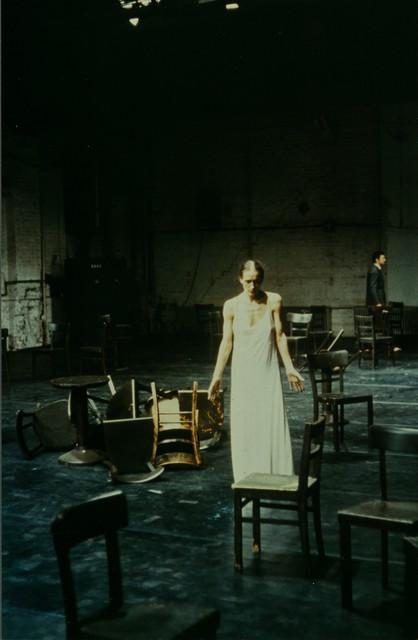 Pina Bausch and Jan Minařík in “Café Müller” by Pina Bausch at Kampnagelfabrik Hamburg, season 1984/85