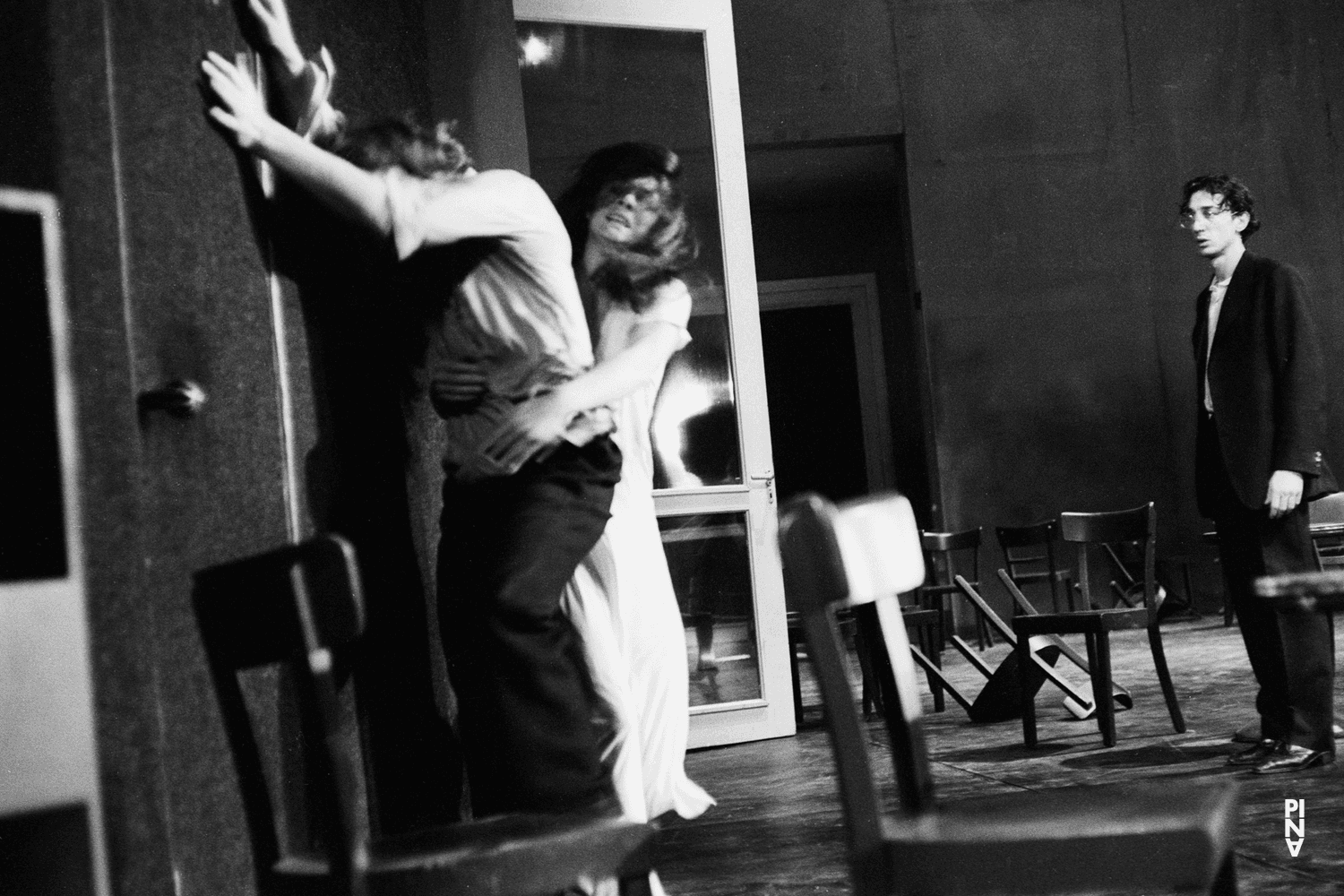 Dominique Mercy, Malou Airaudo and Jean Laurent Sasportes in “Café Müller” by Pina Bausch