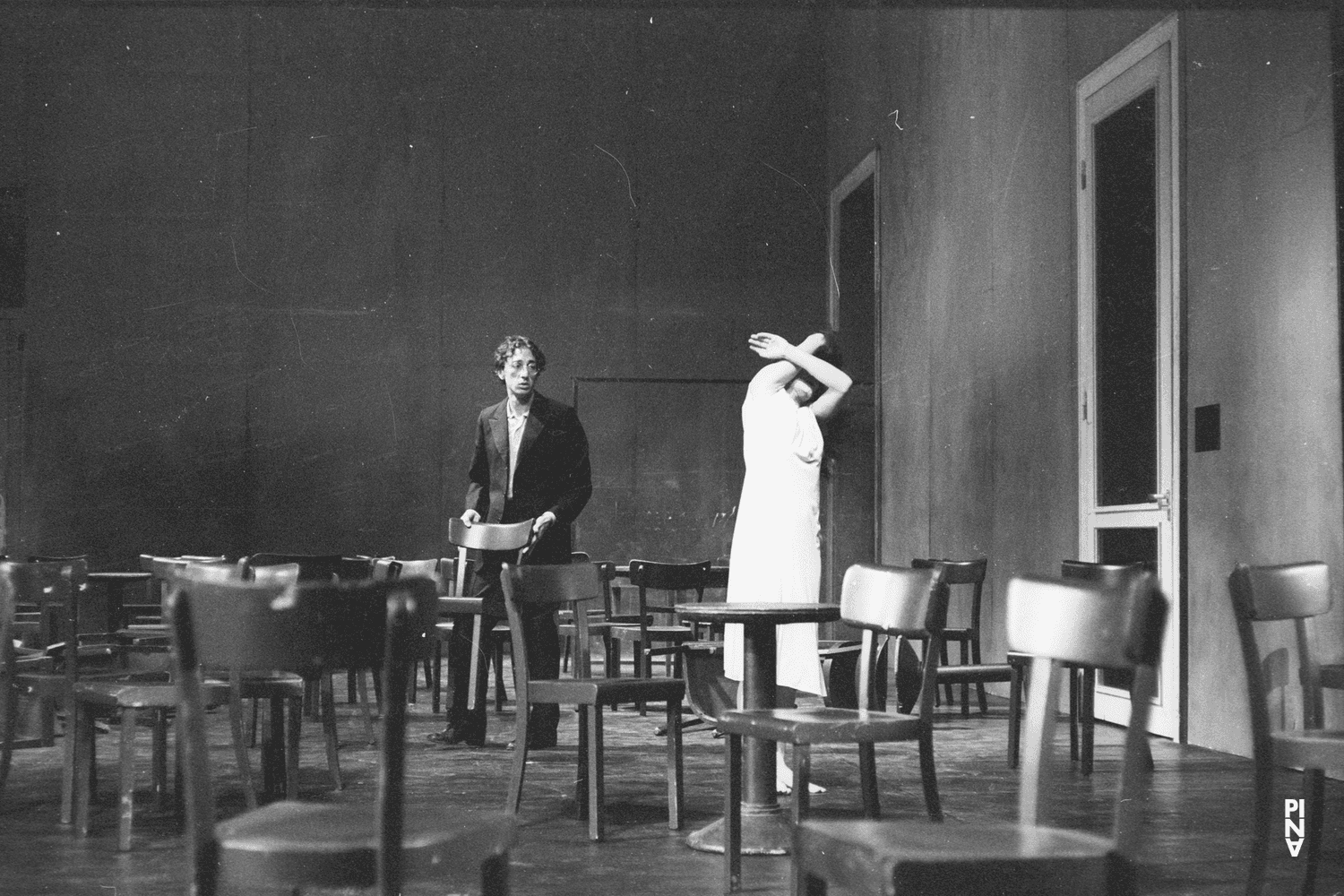 Malou Airaudo and Jean Laurent Sasportes in “Café Müller” by Pina Bausch