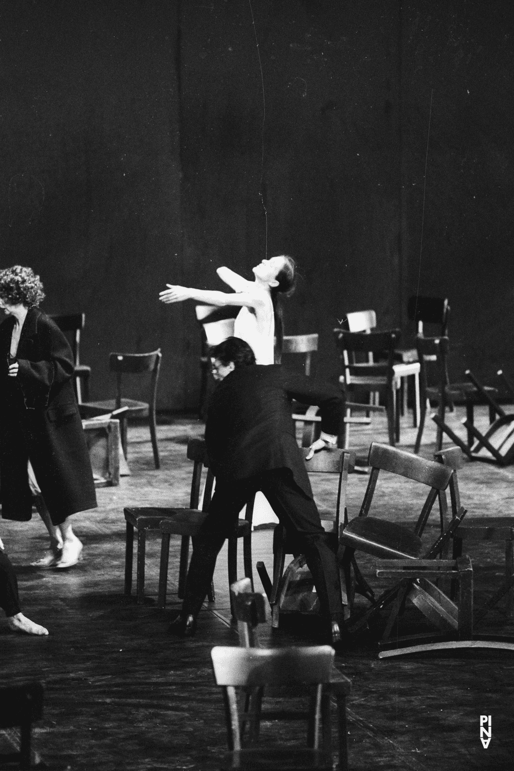 Jean Laurent Sasportes, Pina Bausch and Finola Cronin in “Café Müller” by Pina Bausch