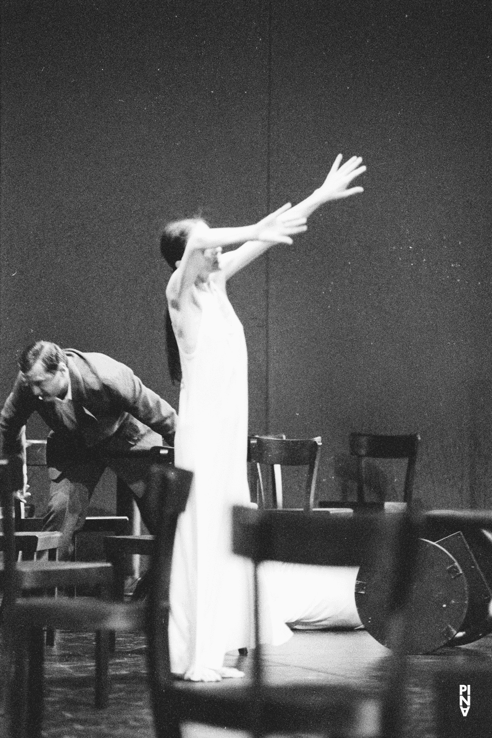 Pina Bausch and Jan Minařík in “Café Müller” by Pina Bausch