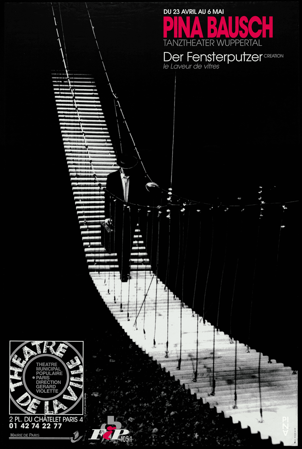 Poster for “Der Fensterputzer (The Window Washer)” by Pina Bausch in Paris, 04/23/1998 – 05/06/1998
