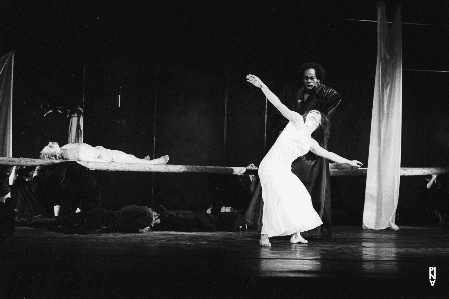 Dominique Mercy, Carlos Orta and Malou Airaudo in “Iphigenie auf Tauris” by Pina Bausch with Tanztheater Wuppertal at Opernhaus Wuppertal (Germany), April 20, 1974