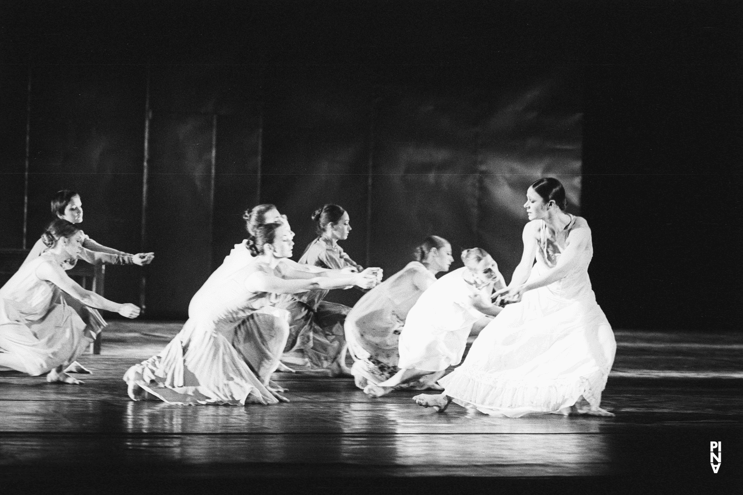 Vivienne Newport and Malou Airaudo in “Iphigenie auf Tauris” by Pina Bausch with Tanztheater Wuppertal at Opernhaus Wuppertal (Germany), April 20, 1974