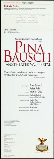 Plakat zu „Für die Kinder von gestern, heute und morgen“ von Pina Bausch in Venedig, 08.07.2005–13.07.2005