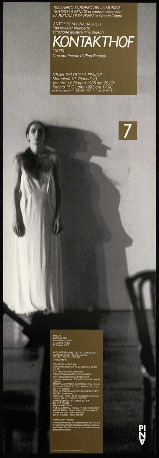 Poster for “Kontakthof” by Pina Bausch in Rome and Venice, 06/12/1985 – 06/15/1985
