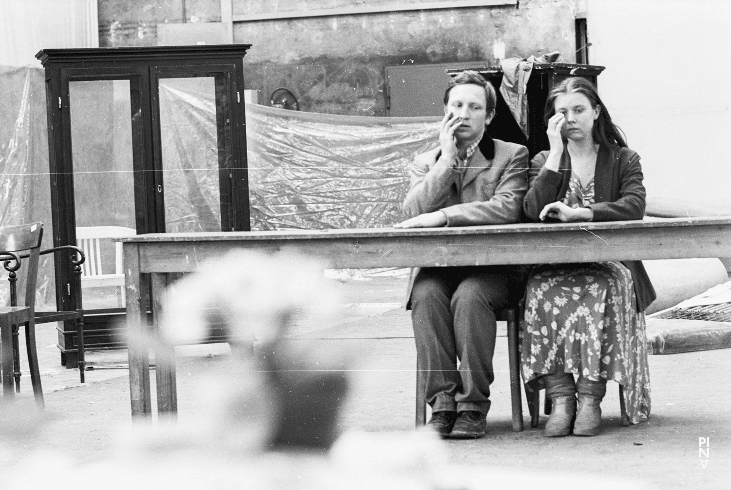Hans Dieter Knebel and Josephine Ann Endicott in “He Takes Her by The Hand and Leads Her Into the Castle, The Others Follow” by Pina Bausch, season 1977/78