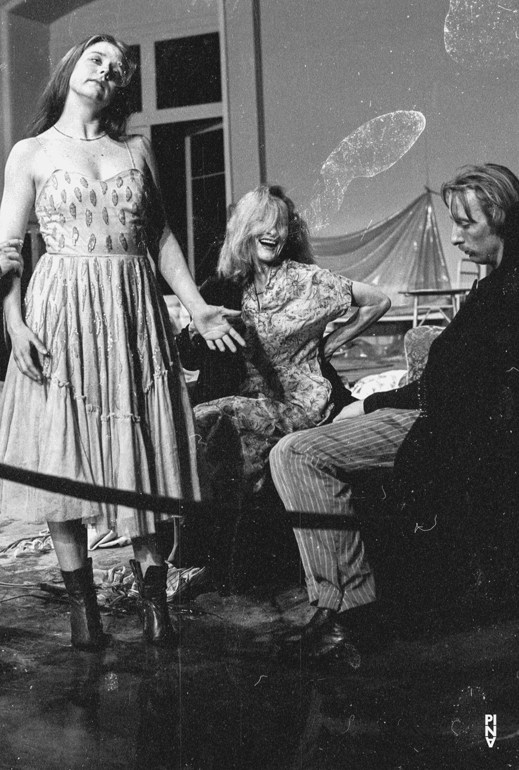 Dominique Mercy, Soňa Červená and Josephine Ann Endicott in “He Takes Her by The Hand and Leads Her Into the Castle, The Others Follow” by Pina Bausch, season 1977/78