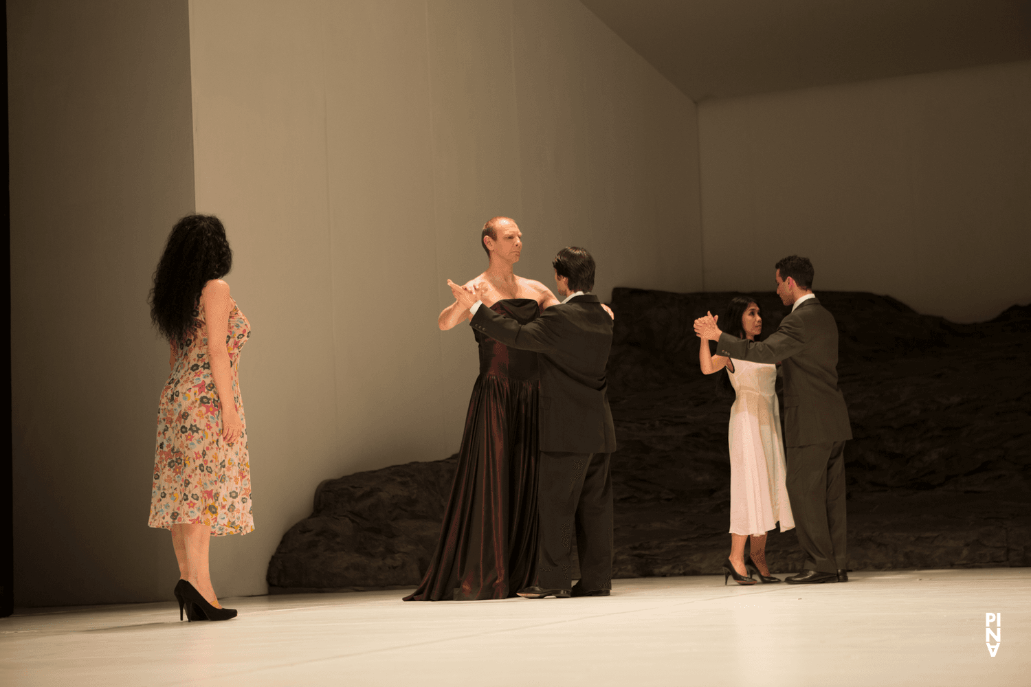 Andrey Berezin, Çağdaş Ermiş and Ditta Miranda Jasjfi in “Masurca Fogo” by Pina Bausch with Tanztheater Wuppertal at Opernhaus Wuppertal (Germany), March 24, 2015