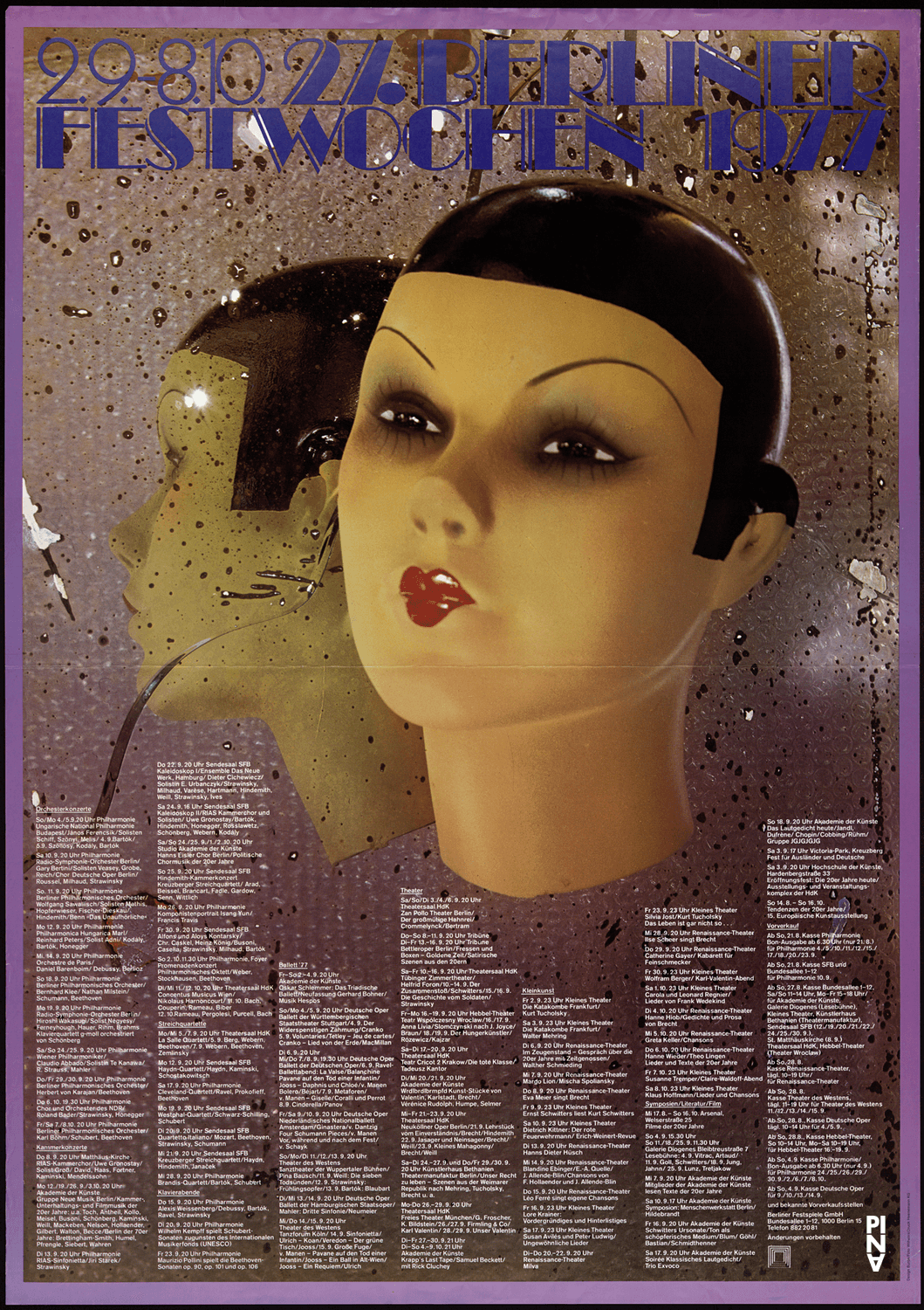 Poster for “Bluebeard. While Listening to a Tape Recording of Béla Bartók's Opera "Duke Bluebeard's Castle"”, “The Rite of Spring” and “The Seven Deadly Sins” by Pina Bausch in Berlin, 09/11/1977 – 09/13/1977