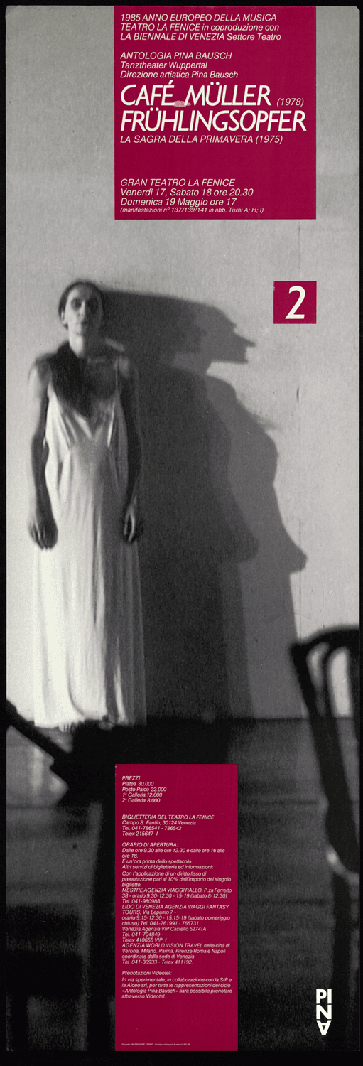 Poster for “Café Müller” and “The Rite of Spring” by Pina Bausch in Venice, 05/17/1985 – 05/19/1985