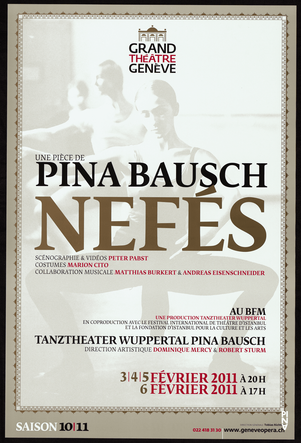 Poster for “Nefés” by Pina Bausch in Geneva, 02/03/2011 – 02/06/2011