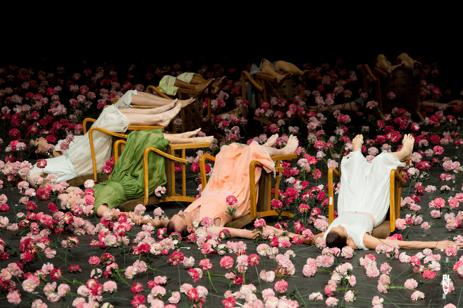 Nazareth Panadero and Julie Anne Stanzak in “Nelken (Carnations)” by Pina Bausch with Tanztheater Wuppertal at Opéra de Lyon (France), Sept. 14, 2010