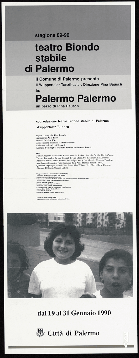 Poster for “Palermo Palermo” by Pina Bausch in Palermo, 01/19/1990 – 01/31/1990