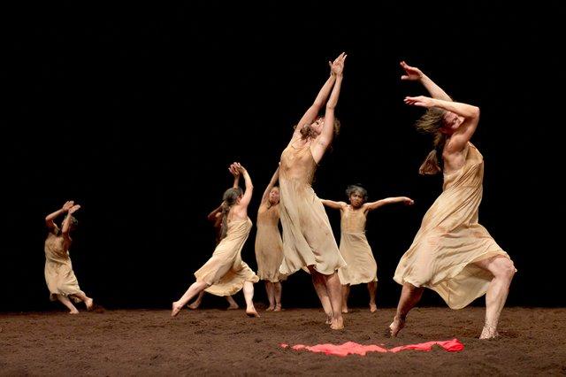 Thusnelda Mercy, Clémentine Deluy and Ditta Miranda Jasjfi in “The Rite of Spring” by Pina Bausch with Tanztheater Wuppertal at Opernhaus Wuppertal (Germany), Oct. 5, 2011