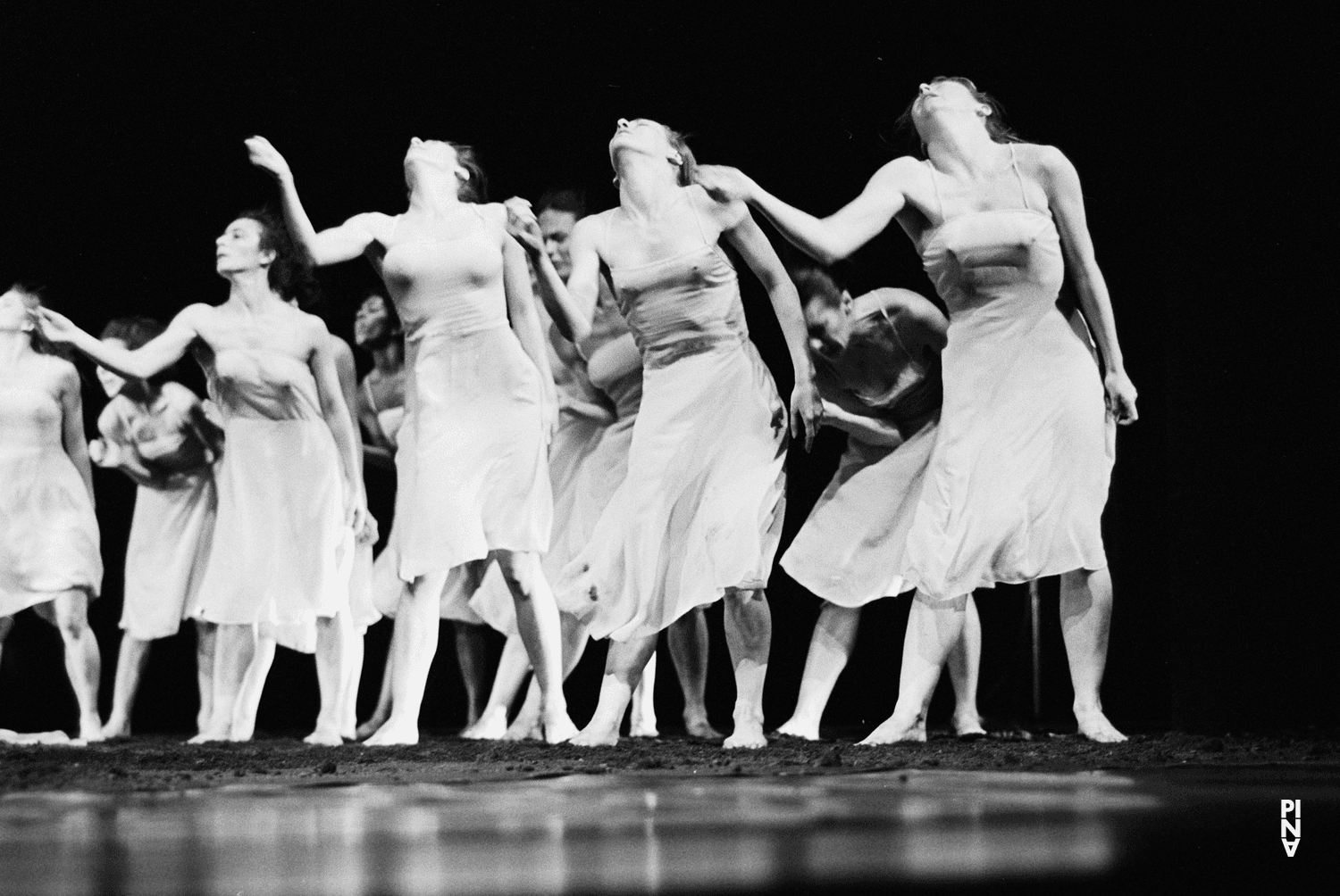 Vivienne Newport, Josephine Ann Endicott and Beatrice Libonati in “The Rite of Spring” by Pina Bausch at FORUM Leverkusen, season 1978/79