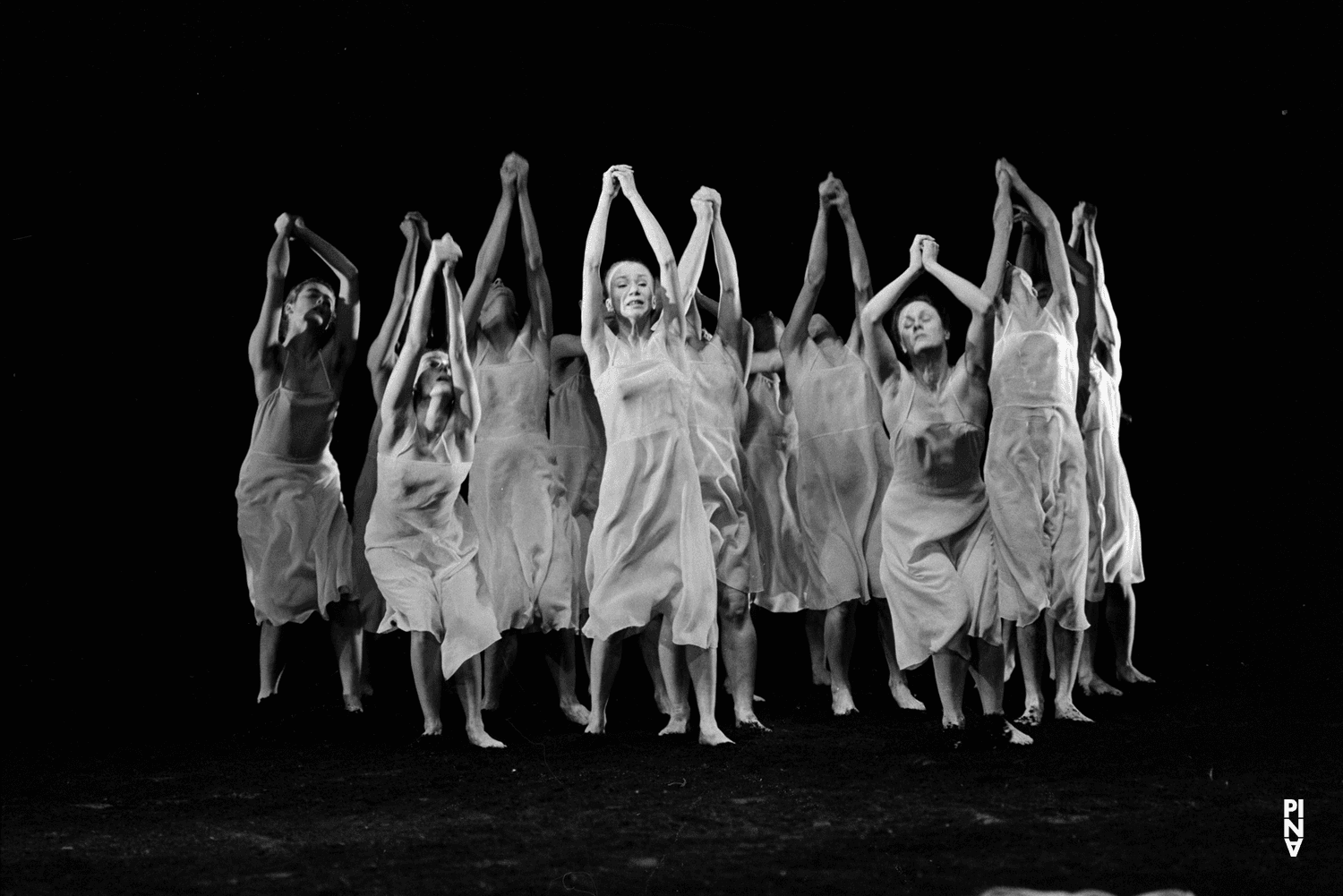 Monika Sagon, Malou Airaudo and Nazareth Panadero in “The Rite of Spring” by Pina Bausch at Opernhaus Wuppertal, season 1981/82