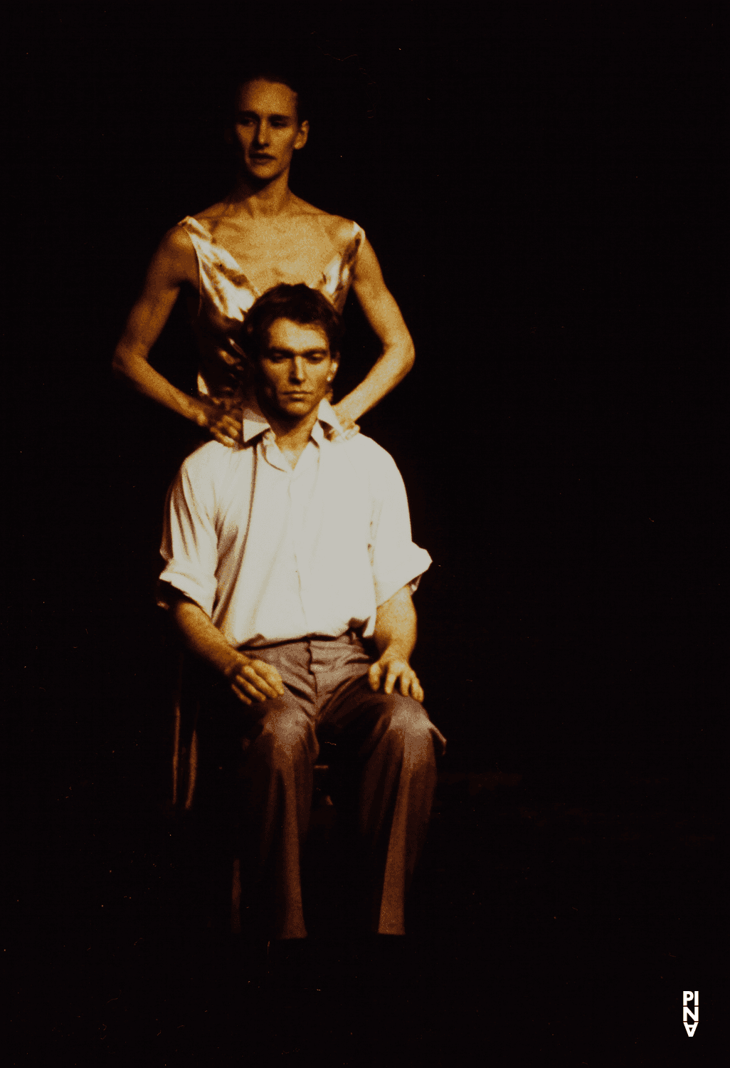 Hans Beenhakker and Julie Shanahan in “Ein Trauerspiel” by Pina Bausch at Schauspielhaus Wuppertal, season 1993/94