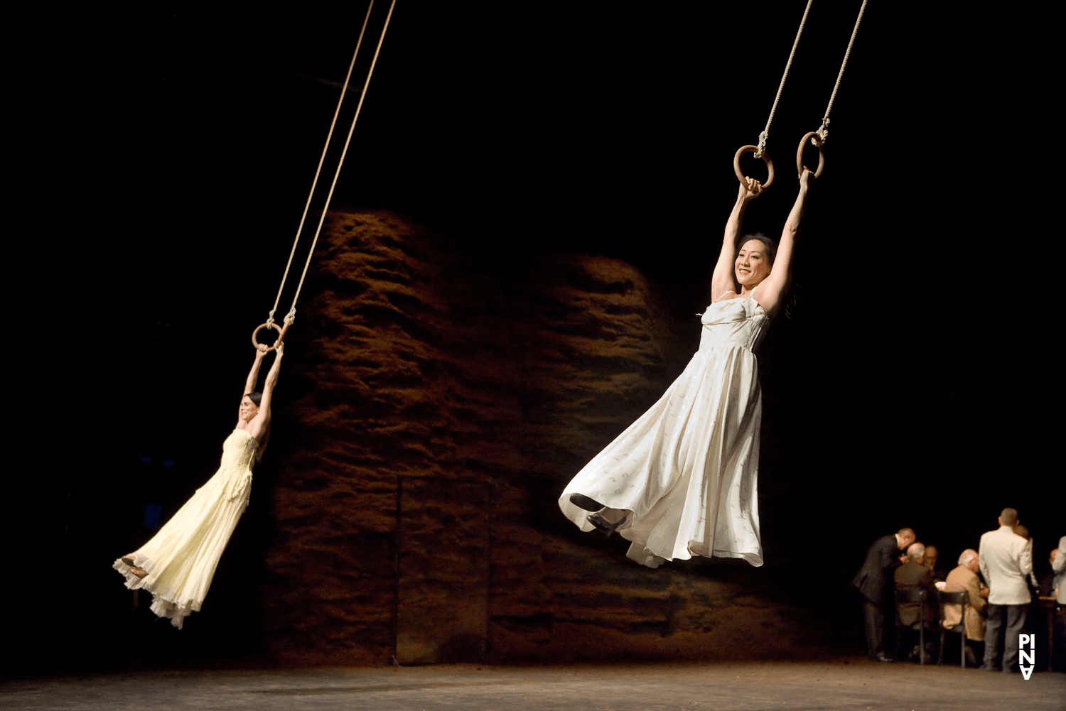 Azusa Seyama and Ruth Amarante in “Viktor” by Pina Bausch with Tanztheater Wuppertal at Opernhaus Wuppertal (Germany), May 19, 2010
