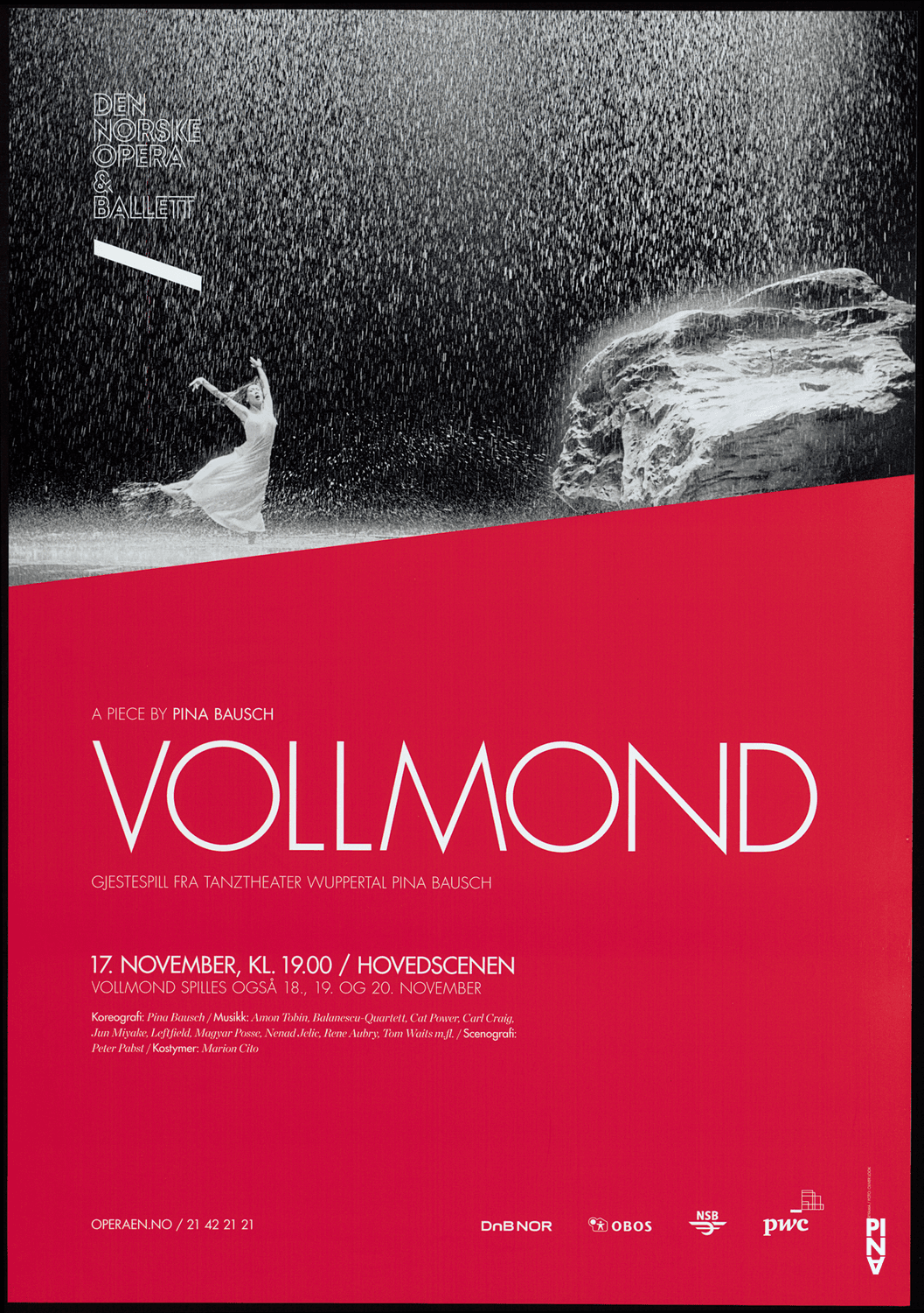 Plakat zu „Vollmond“ von Pina Bausch in Oslo, 17.11.2011–20.11.2011