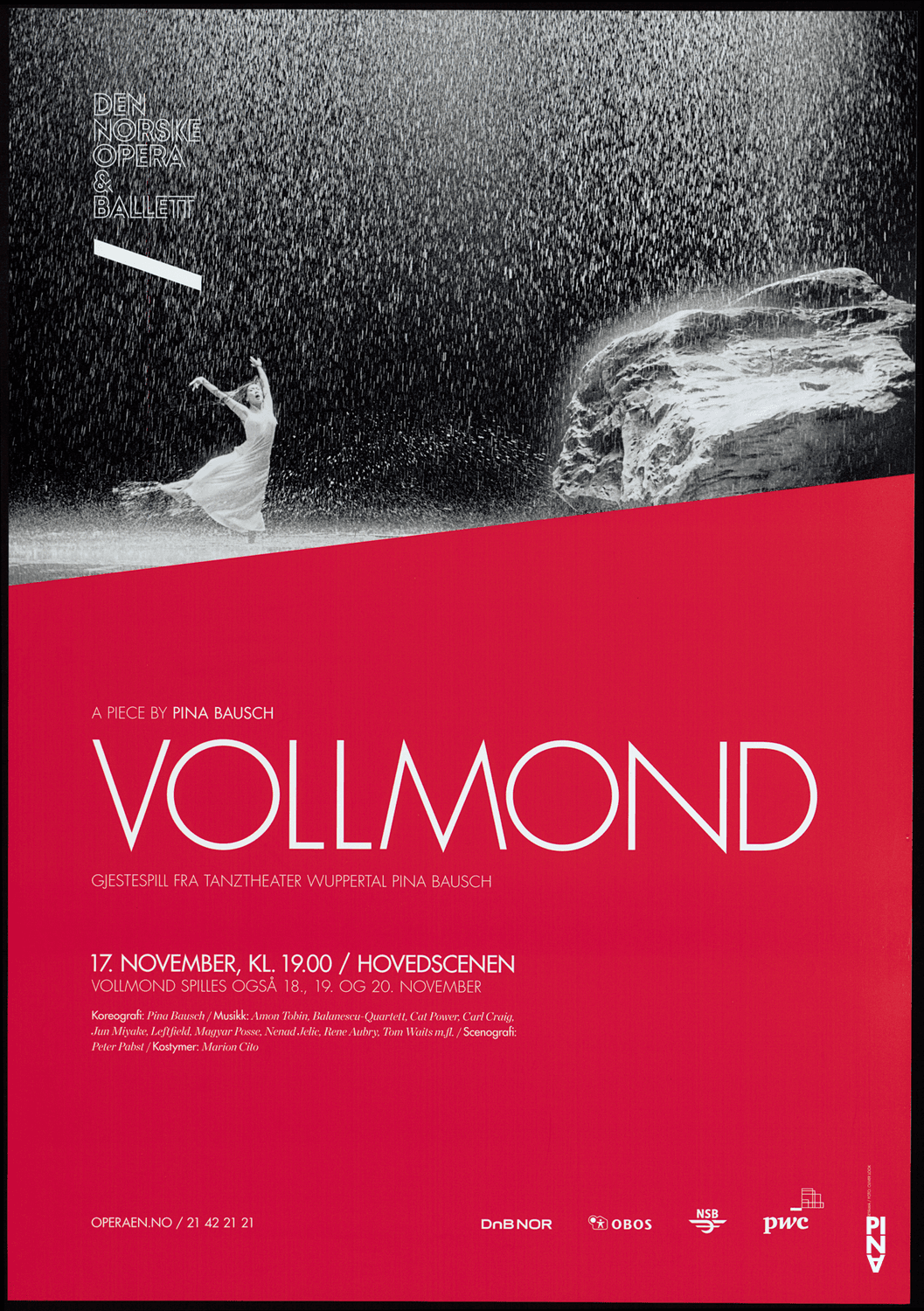 Poster for “Vollmond (Full Moon)” by Pina Bausch in Oslo, 11/17/2011 – 11/20/2011