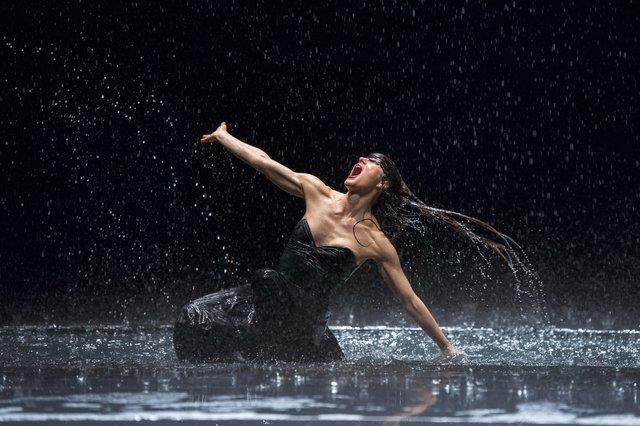 Julie Anne Stanzak in “Vollmond (Full Moon)” by Pina Bausch with Tanztheater Wuppertal at Opernhaus Wuppertal (Germany), June 12, 2015