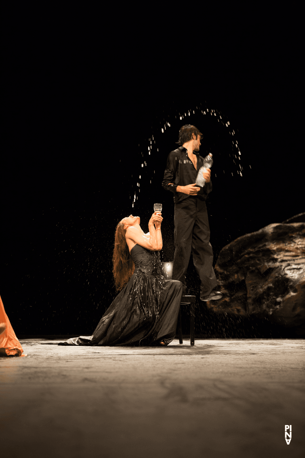 Julie Anne Stanzak and Pablo Aran Gimeno in “Vollmond (Full Moon)” by Pina Bausch with Tanztheater Wuppertal at Opernhaus Wuppertal (Germany), June 12, 2015
