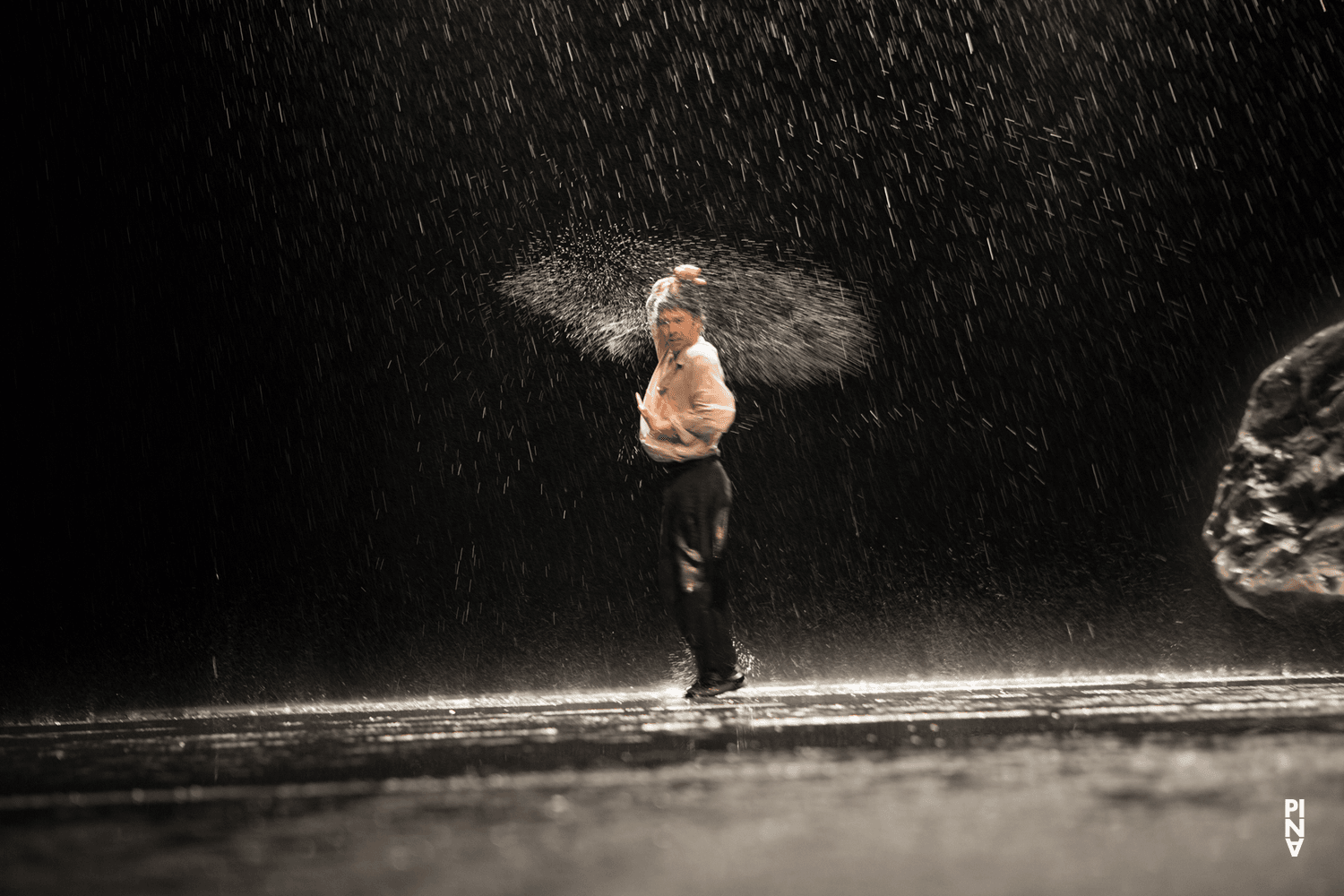 Rainer Behr in “Vollmond (Full Moon)” by Pina Bausch with Tanztheater Wuppertal at Opernhaus Wuppertal (Germany), June 12, 2015