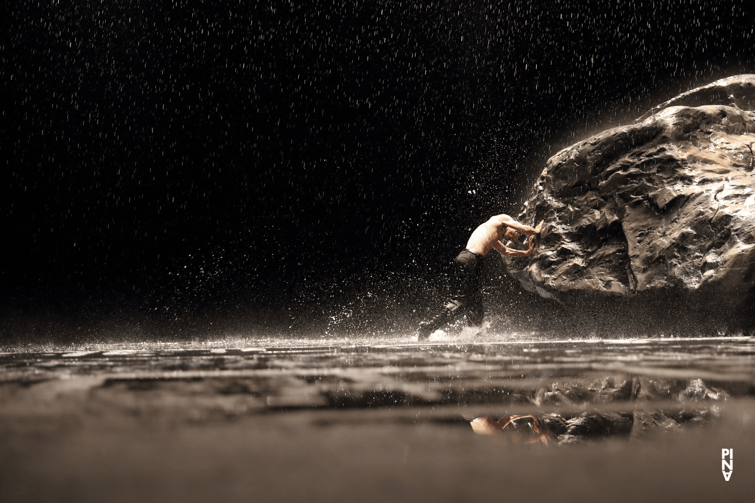 Rainer Behr in “Vollmond (Full Moon)” by Pina Bausch with Tanztheater Wuppertal at Opernhaus Wuppertal (Germany), Sept. 12, 2018