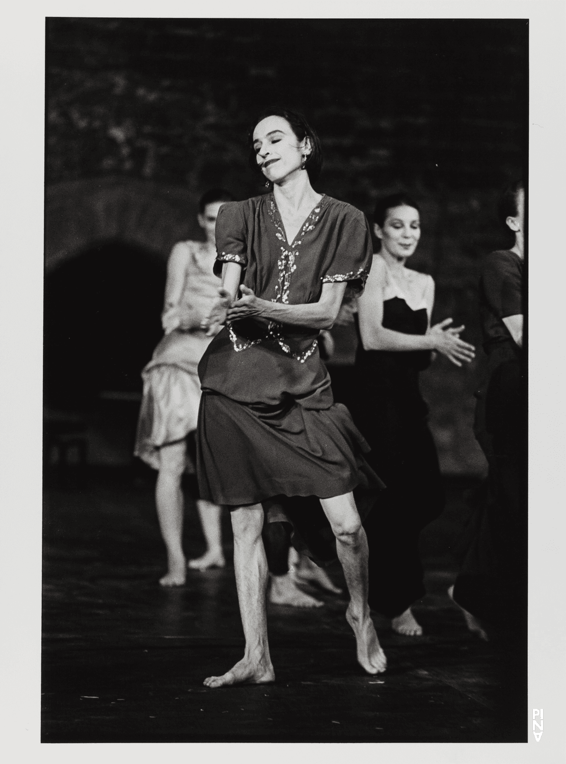 Anne Martin, Anne Marie Benati and Héléna Pikon in “Walzer” by Pina Bausch at Cour d'honneur du Palais des Papes Avignon, season 1982/83