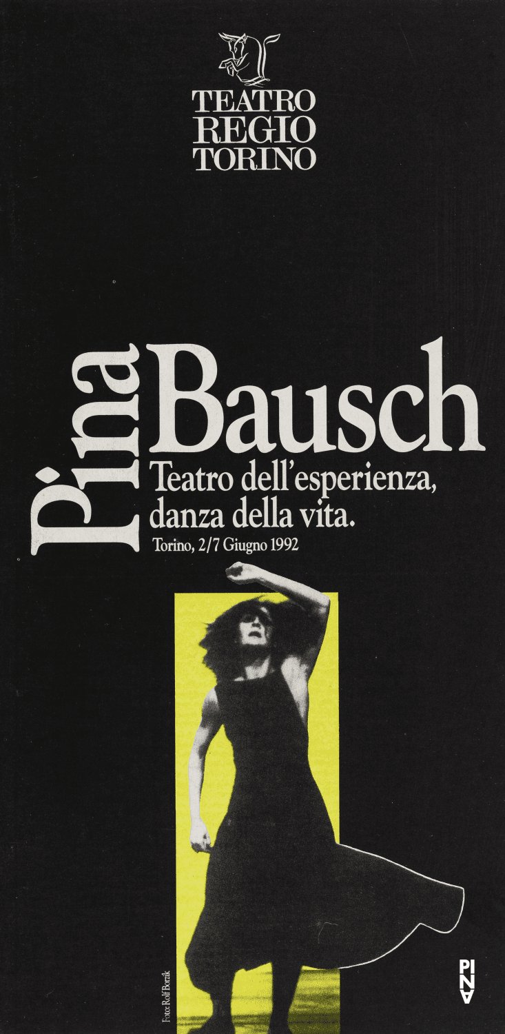 Broschüre zu „Iphigenie auf Tauris“ von Pina Bausch mit Tanztheater Wuppertal in Turin, 05.06.1992–07.06.1992