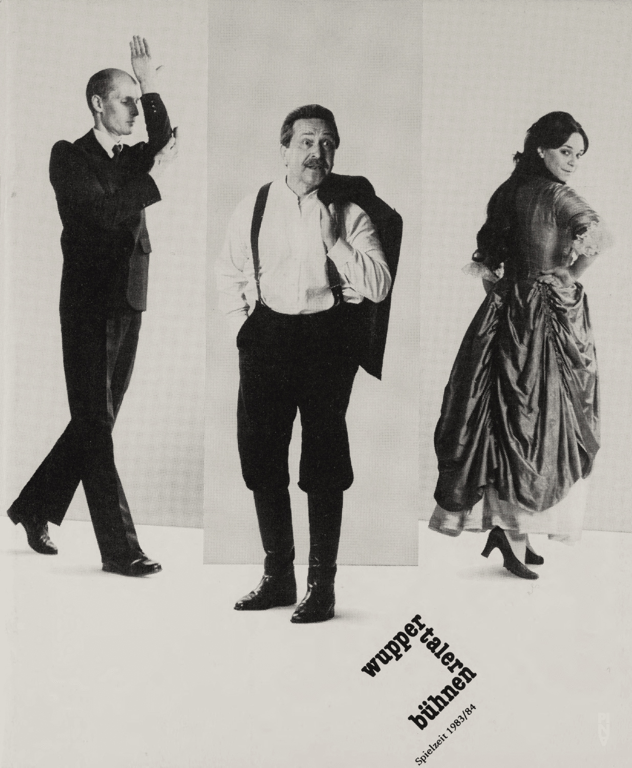 Programme de la saison pour « Les Sept Péchés capitaux » et « Auf dem Gebirge hat man ein Geschrei gehört (Sur la montagne, on entendit un hurlement) » de Pina Bausch avec Tanztheater Wuppertal à Wuppertal, 16 déc. 1983 – 13 mai 1984
