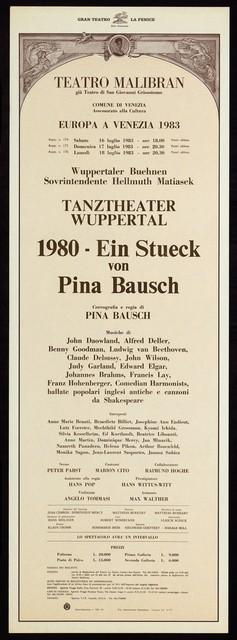 Affiche de « 1980 – Une pièce de Pina Bausch » de Pina Bausch à Venise, 16 juil. 1983 – 18 juil. 1983