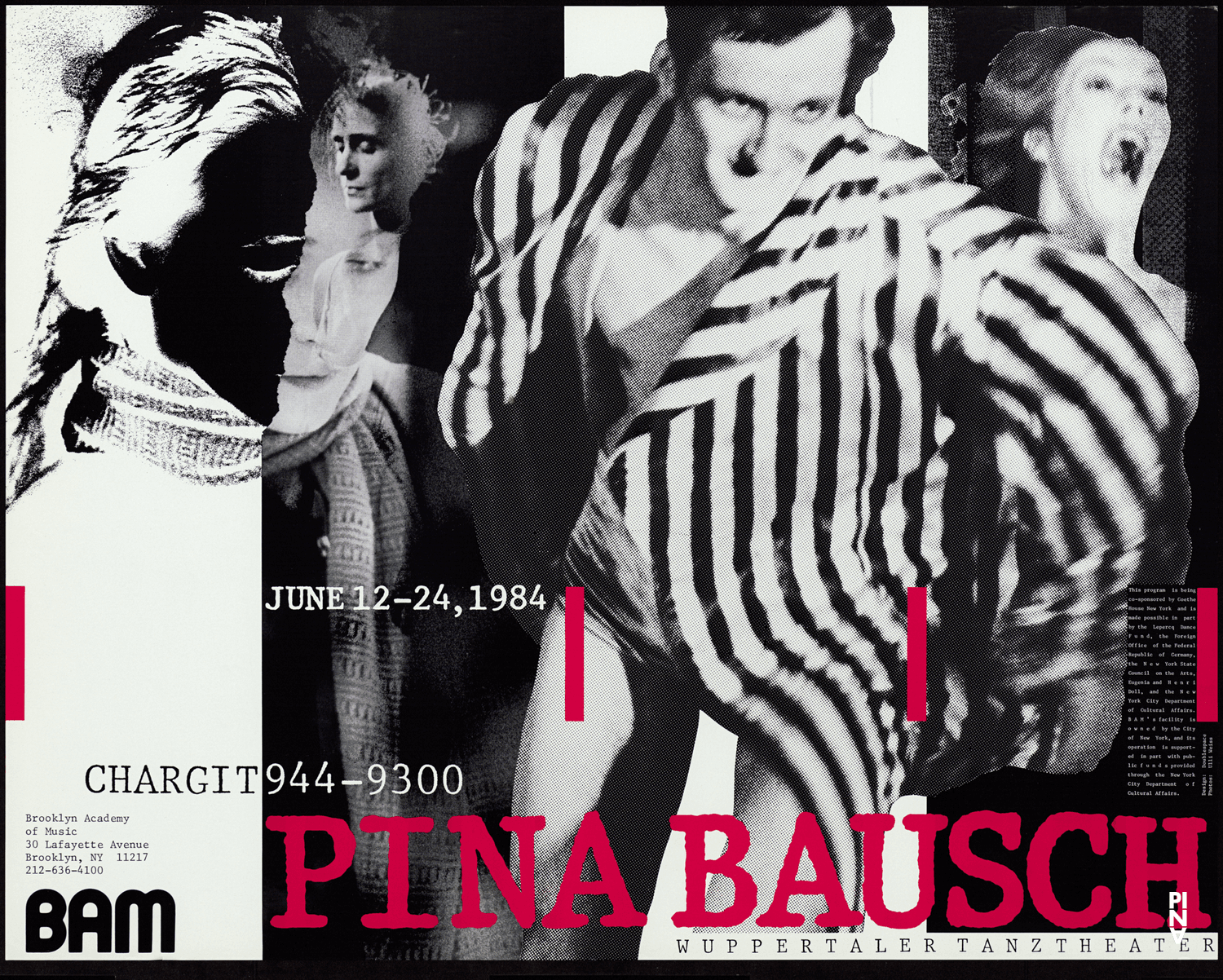 Poster for “1980 – A Piece by Pina Bausch”, “Auf dem Gebirge hat man ein Geschrei gehört (On the Mountain a Cry Was Heard)”, “Bluebeard. While Listening to a Tape Recording of Béla Bartók's Opera "Duke Bluebeard's Castle"”, “Café Müller” and “The Rite of Spring” by Pina Bausch in New York and Wuppertal, 06/12/1984 – 06/24/1984