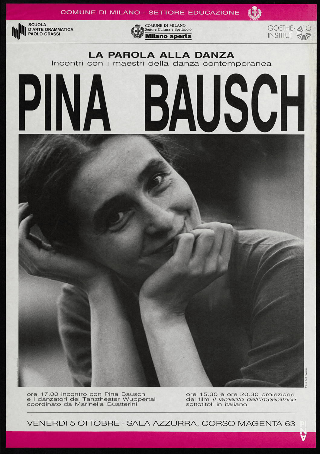 Affiche de « Palermo Palermo » de Pina Bausch à Milan, 5 octobre 1990