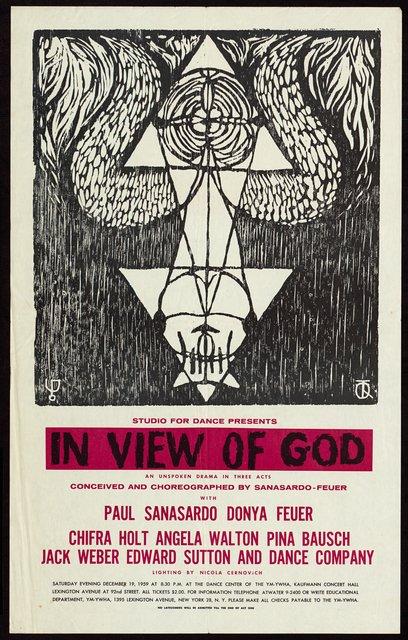 Plakat zu „In View of God“ von Donya Feuer und Paul Sanasardo in New York, 19. Dezember 1959