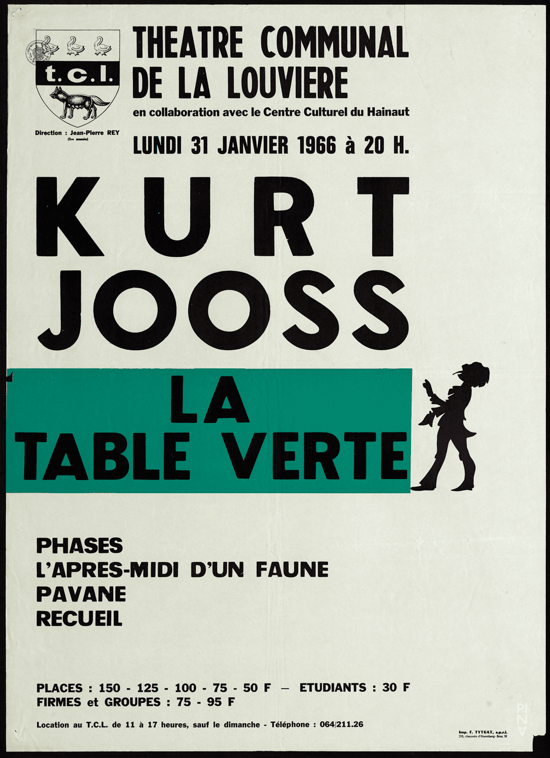 Poster for “The green Table” by Kurt Jooss in La Louvière, Jan. 31, 1966