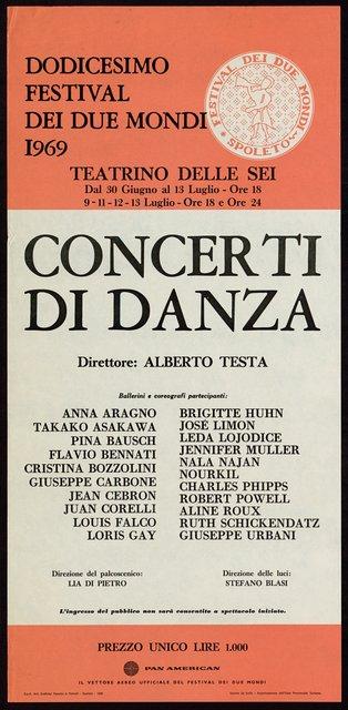 Affiche (à Spoleto), 30 juin 1969 – 13 juil. 1969