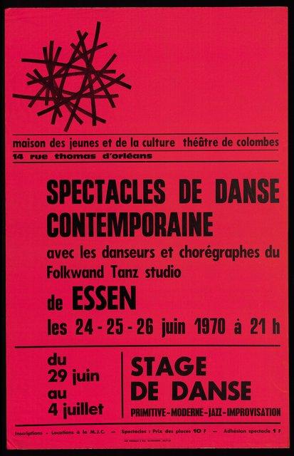 Affiche de « Spectacles de Danse Contemporaine » à Colombes, 24.06.1970–26.06.1970