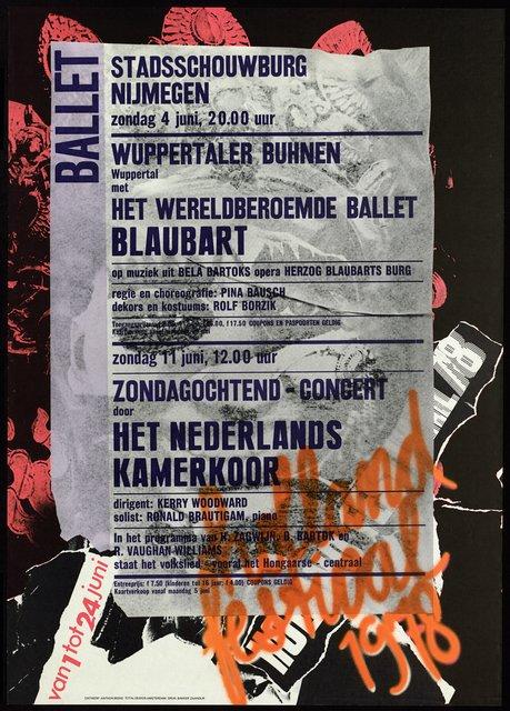 Affiche de « Barbe-Bleue. En écoutant un enregistrement sur bande magnétique de l’opéra de Béla Bartók « Le Château de Barbe-Bleue » » de Pina Bausch à Nijmegen, 4 juin 1978