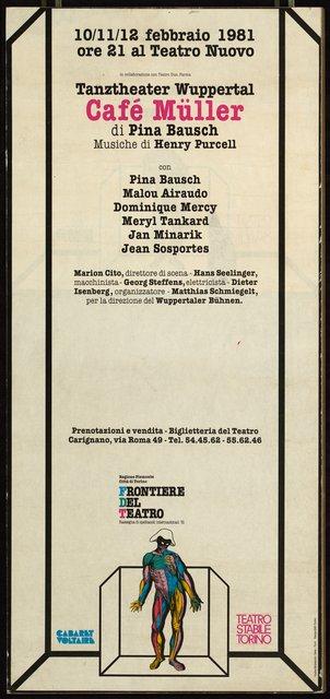 Plakat zu „Café Müller“ von Pina Bausch in Turin, 10.02.1981–12.02.1981