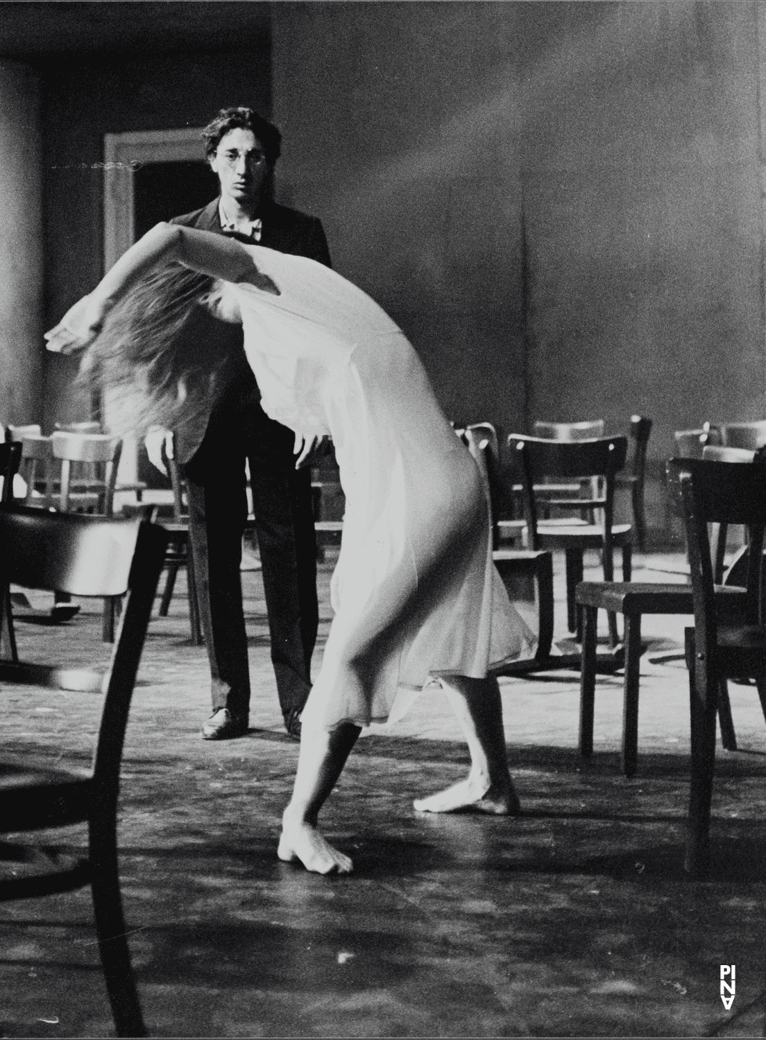 Malou Airaudo and Jean Laurent Sasportes in “Café Müller” by Pina Bausch